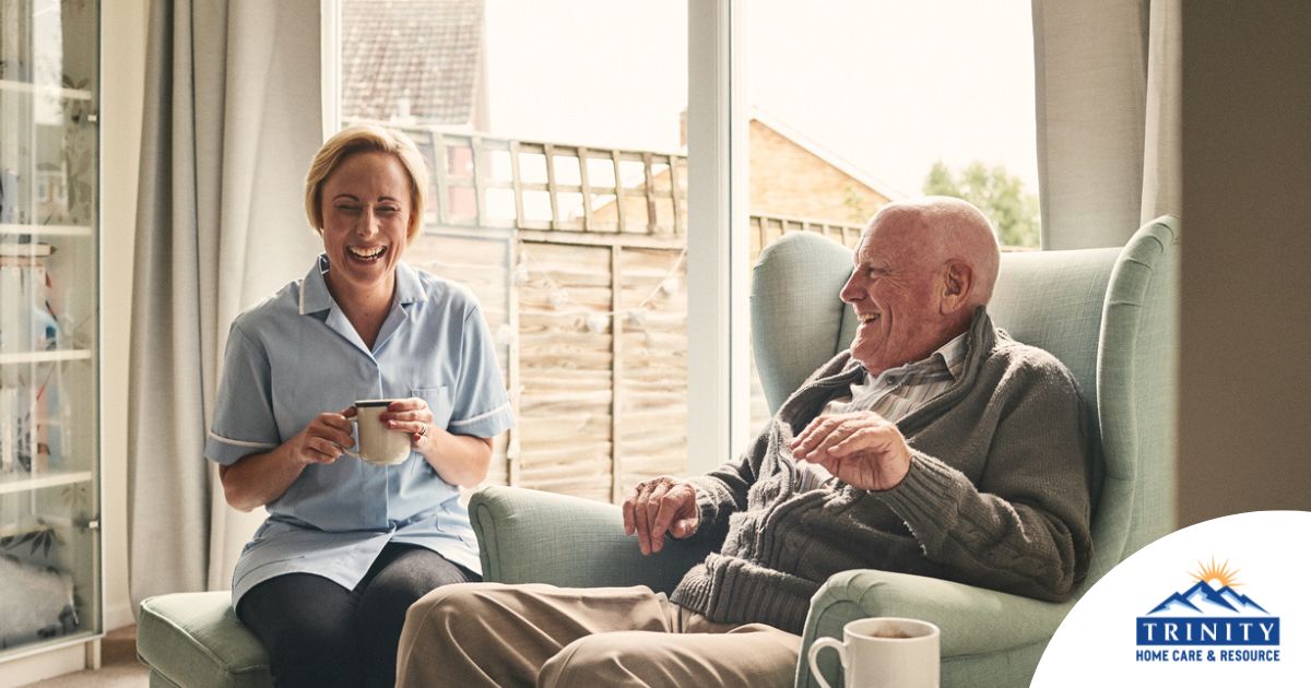 A caregiver provides Memory Care at Home to a senior