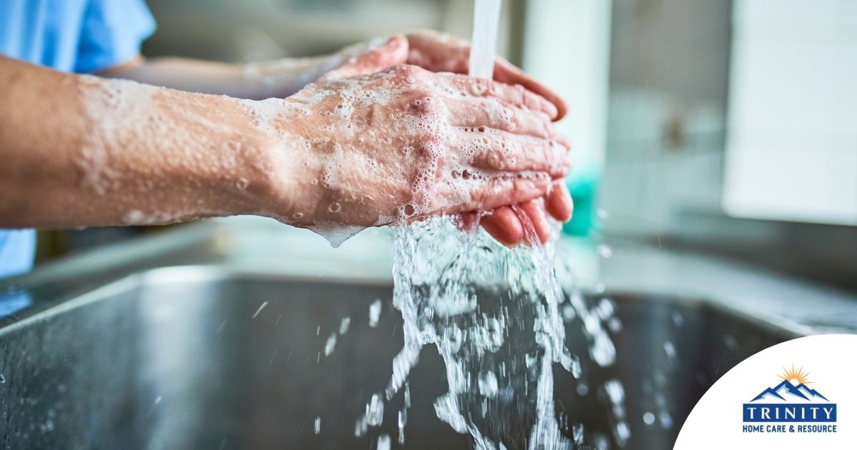 Observing hand hygiene as a part of caregiver wellness during flu season.